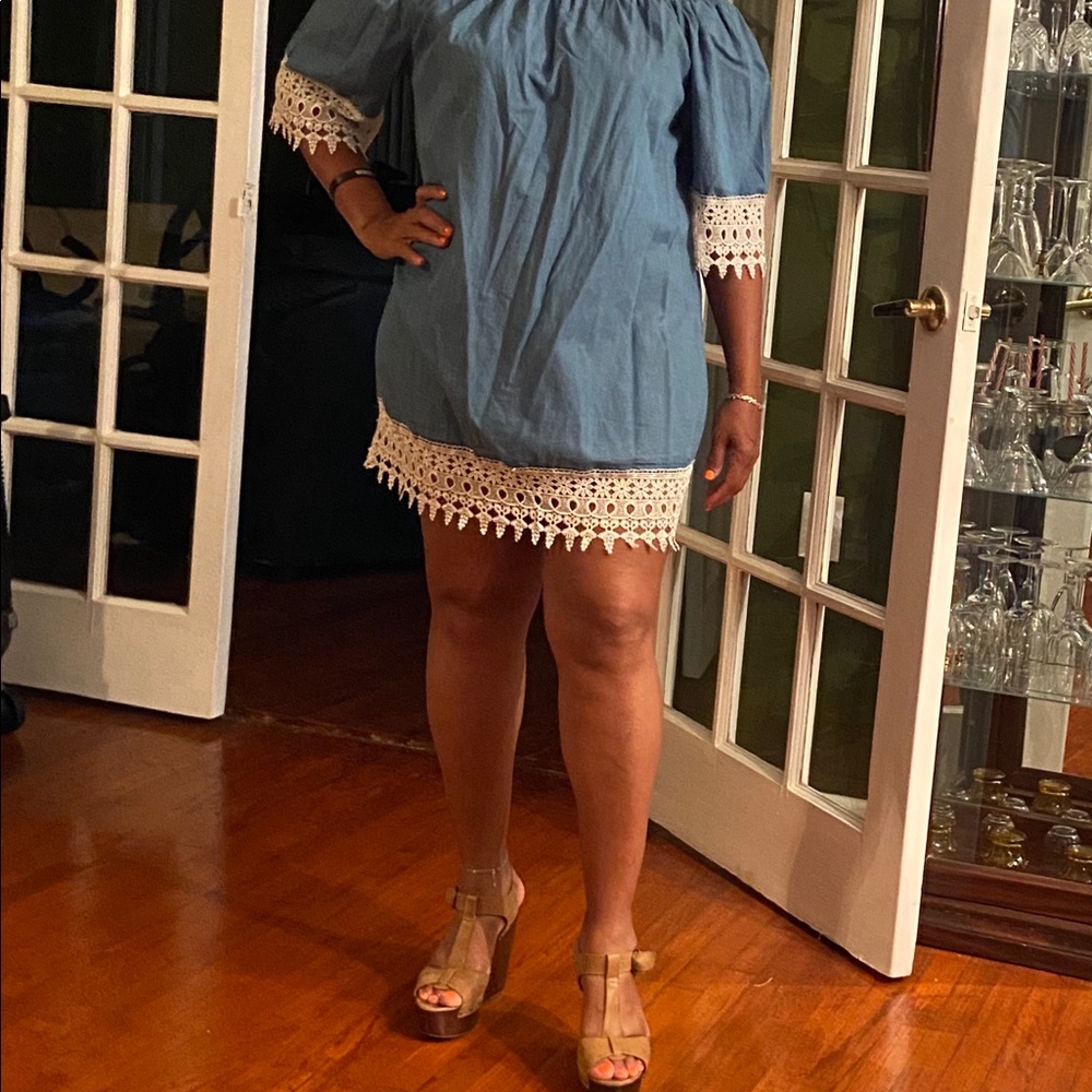 Off shoulder jean dress